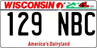 WI license plate 129NBC