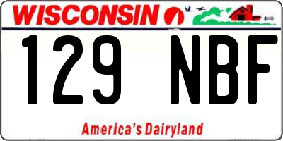 WI license plate 129NBF