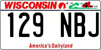 WI license plate 129NBJ