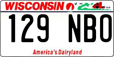 WI license plate 129NBO