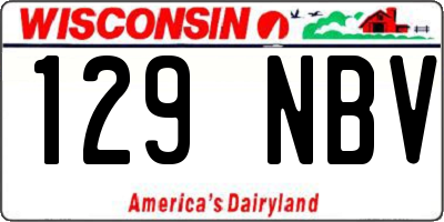 WI license plate 129NBV