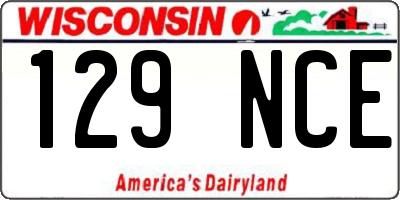 WI license plate 129NCE