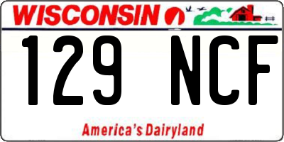 WI license plate 129NCF