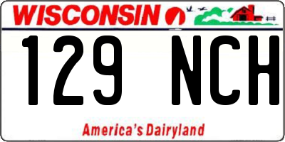 WI license plate 129NCH