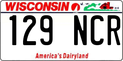 WI license plate 129NCR