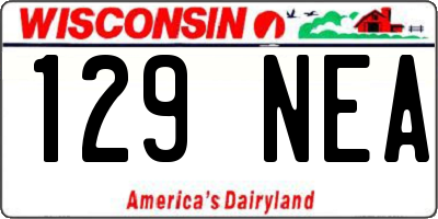 WI license plate 129NEA