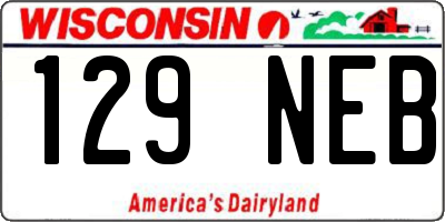 WI license plate 129NEB