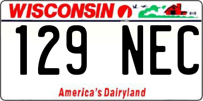 WI license plate 129NEC
