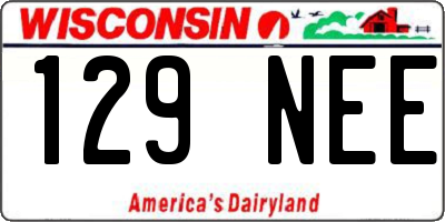WI license plate 129NEE