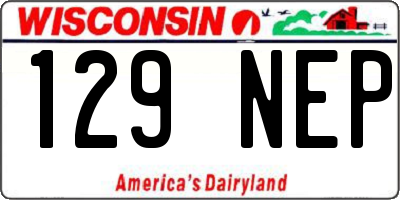 WI license plate 129NEP