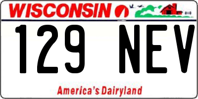 WI license plate 129NEV