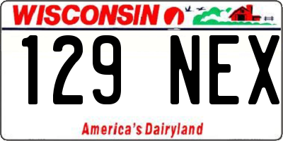 WI license plate 129NEX