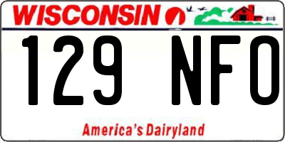 WI license plate 129NFO