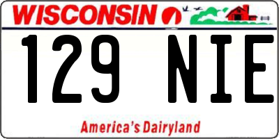 WI license plate 129NIE