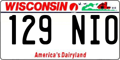 WI license plate 129NIO