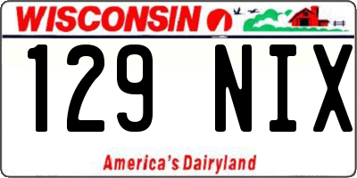 WI license plate 129NIX