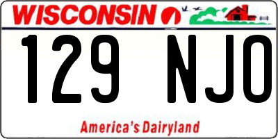 WI license plate 129NJO