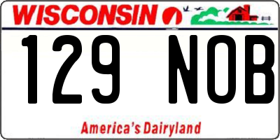 WI license plate 129NOB