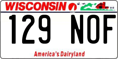 WI license plate 129NOF