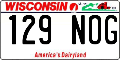 WI license plate 129NOG