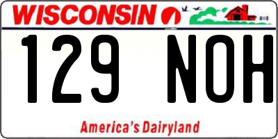 WI license plate 129NOH
