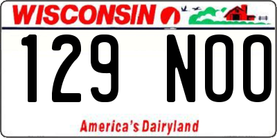 WI license plate 129NOO