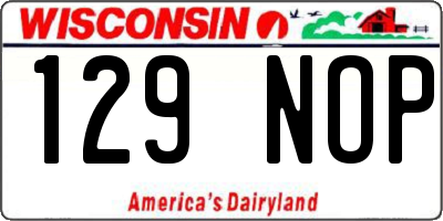 WI license plate 129NOP