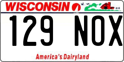 WI license plate 129NOX