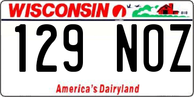 WI license plate 129NOZ