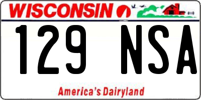 WI license plate 129NSA