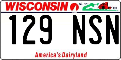 WI license plate 129NSN