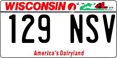 WI license plate 129NSV