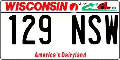 WI license plate 129NSW