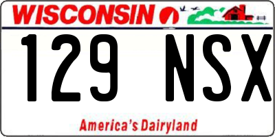 WI license plate 129NSX