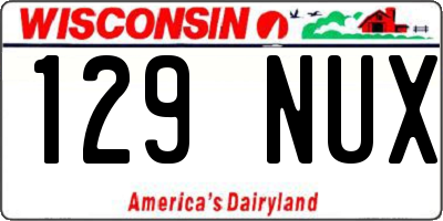 WI license plate 129NUX