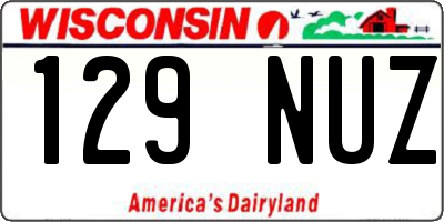 WI license plate 129NUZ