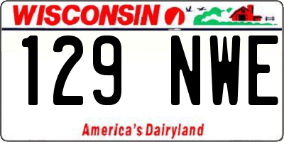 WI license plate 129NWE