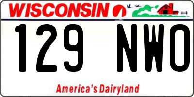 WI license plate 129NWO
