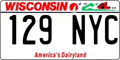 WI license plate 129NYC