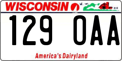 WI license plate 129OAA