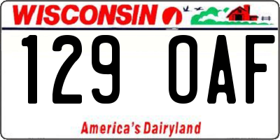WI license plate 129OAF