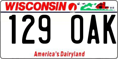 WI license plate 129OAK