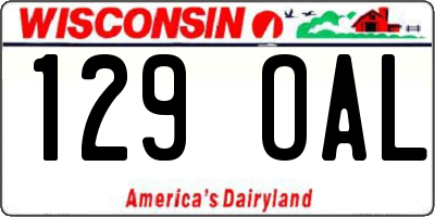 WI license plate 129OAL