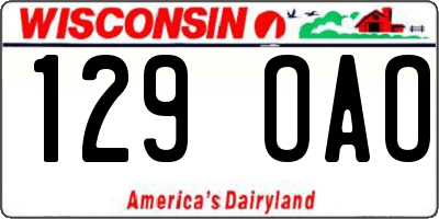 WI license plate 129OAO