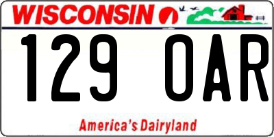 WI license plate 129OAR
