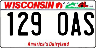 WI license plate 129OAS