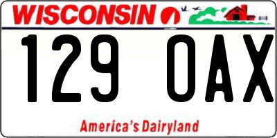 WI license plate 129OAX