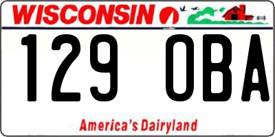 WI license plate 129OBA
