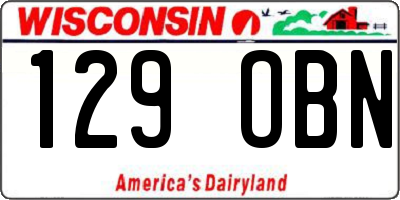 WI license plate 129OBN