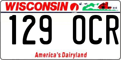 WI license plate 129OCR
